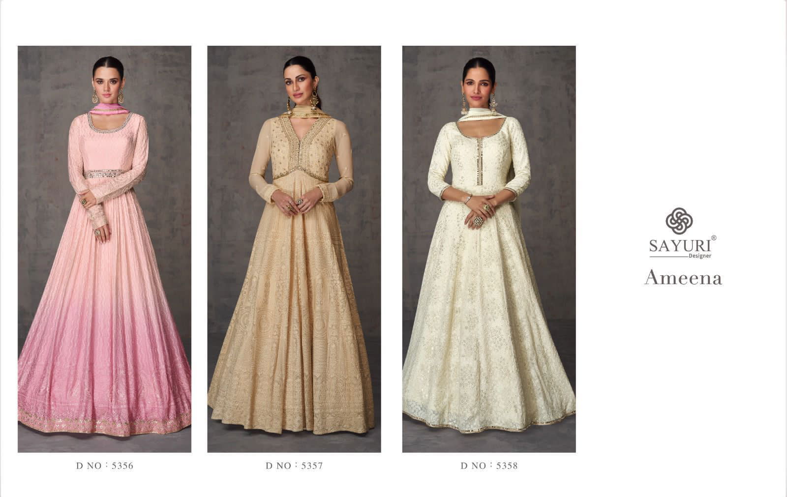 Ameena By Sayuri Georgette Embroidered Gown Wth Dupatta Catalog